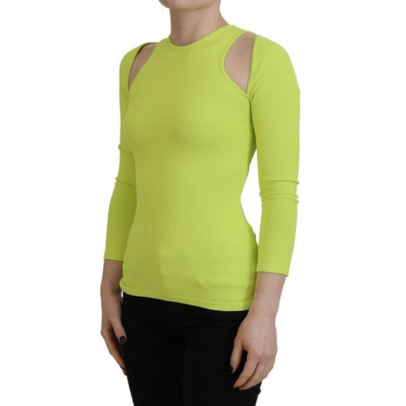 Dsquared² Yellow Green Viscose Open Shoulder Long Sleeves Women's Top - Picture 2 of 5